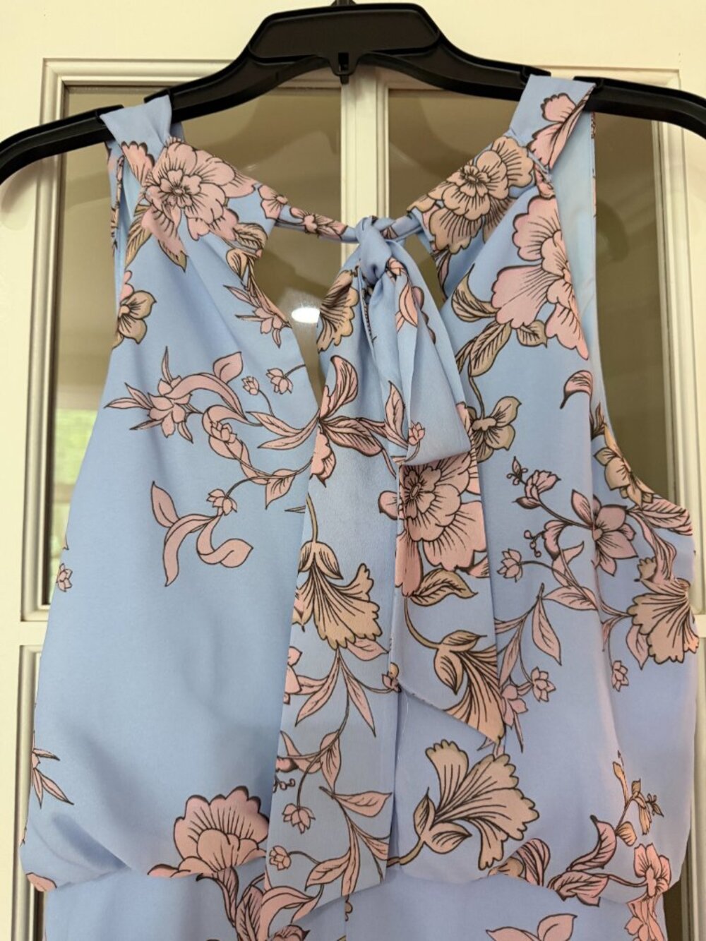 Vince Camuto pale blue & pink floral drape neck midi dress size 6 - Picture 10 of 10